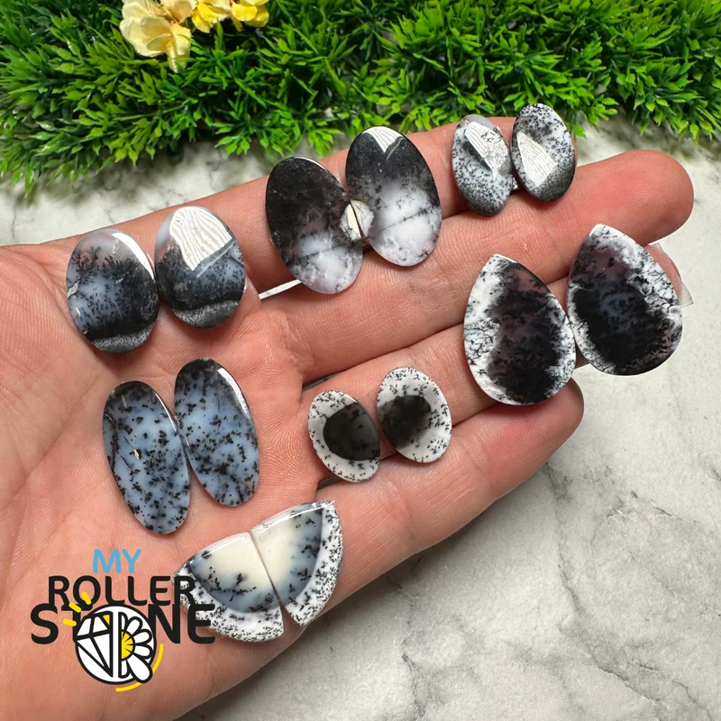 Paar Dendritischer Opal-Cabochons
