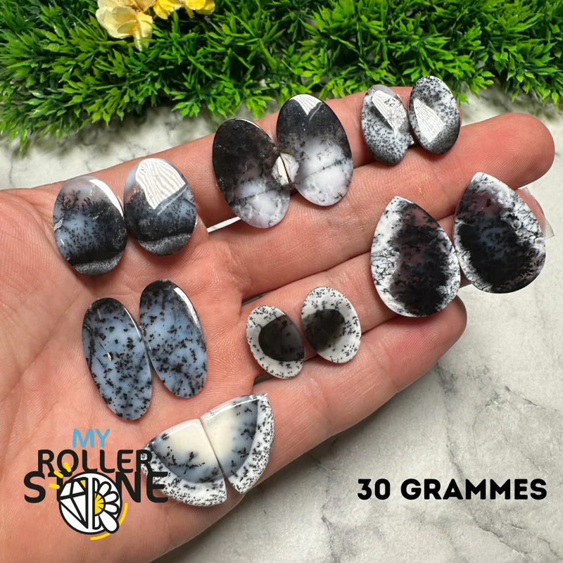 Paar Dendritischer Opal-Cabochons