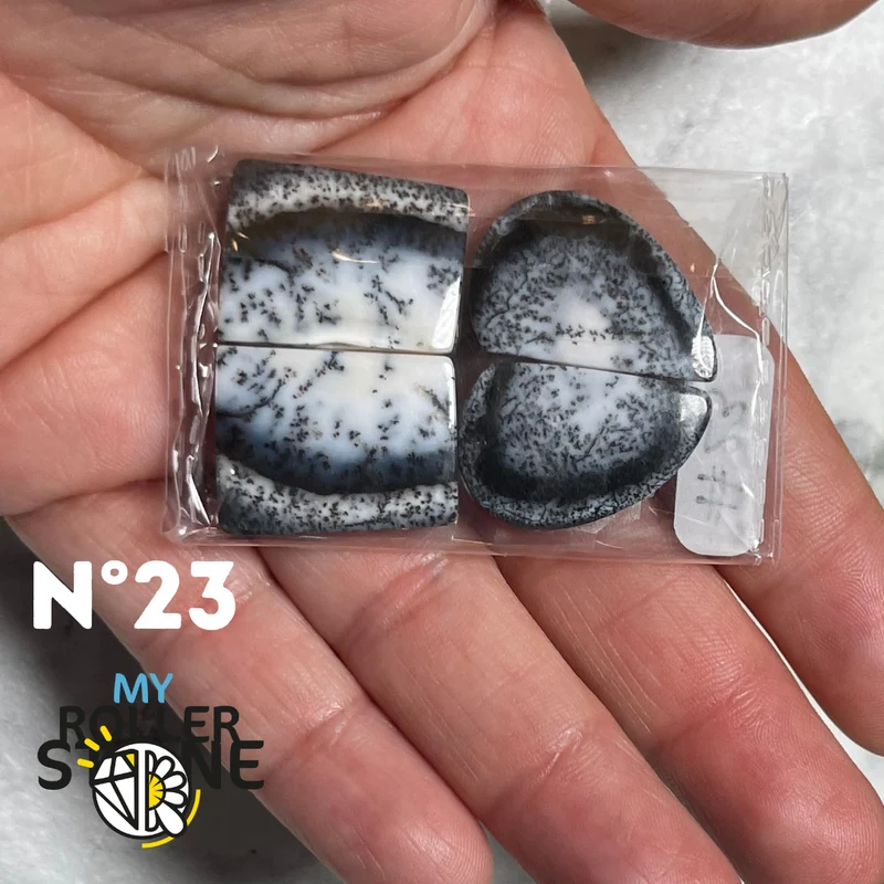 Paar Dendritischer Opal-Cabochons