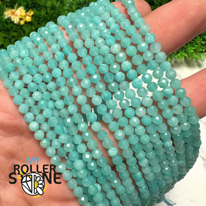 3A 4MM facettierte blaue Amazonitperle