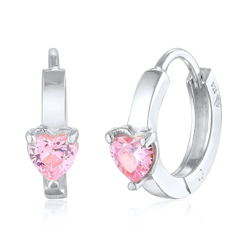 Creolen Herz | Zirkonia (Rosa)