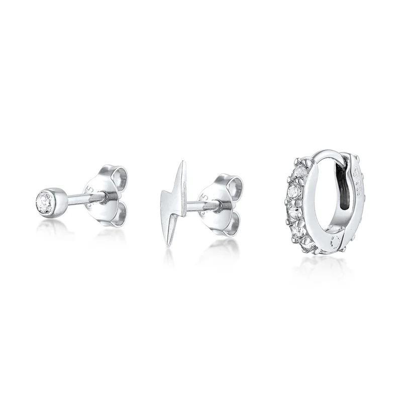 Ohrsteckerset Blitz Trio | Mit Kristallen von Swarovski® (Weiß)