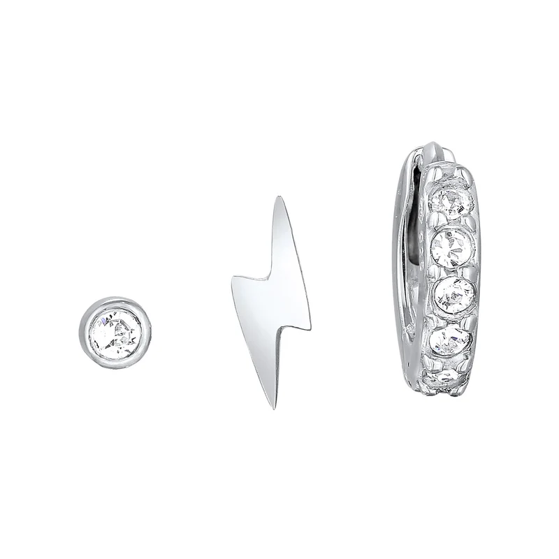 Ohrsteckerset Blitz Trio | Mit Kristallen von Swarovski® (Weiß)