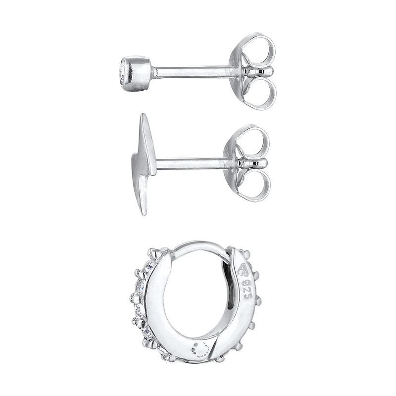 Ohrsteckerset Blitz Trio | Mit Kristallen von Swarovski® (Weiß)