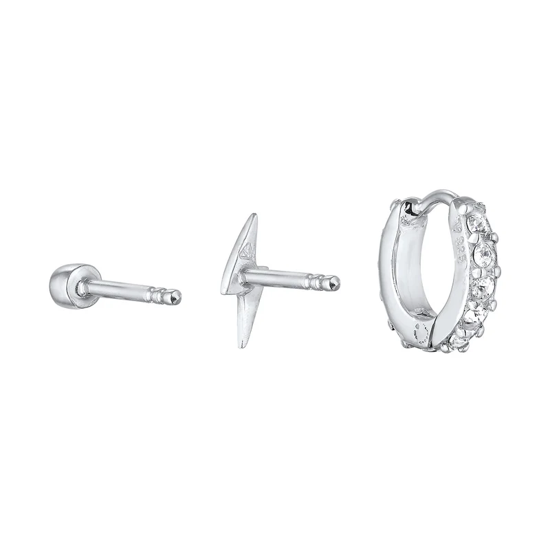 Ohrsteckerset Blitz Trio | Mit Kristallen von Swarovski® (Weiß)