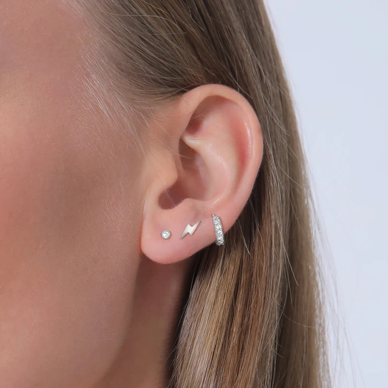 Ohrsteckerset Blitz Trio | Mit Kristallen von Swarovski® (Weiß)