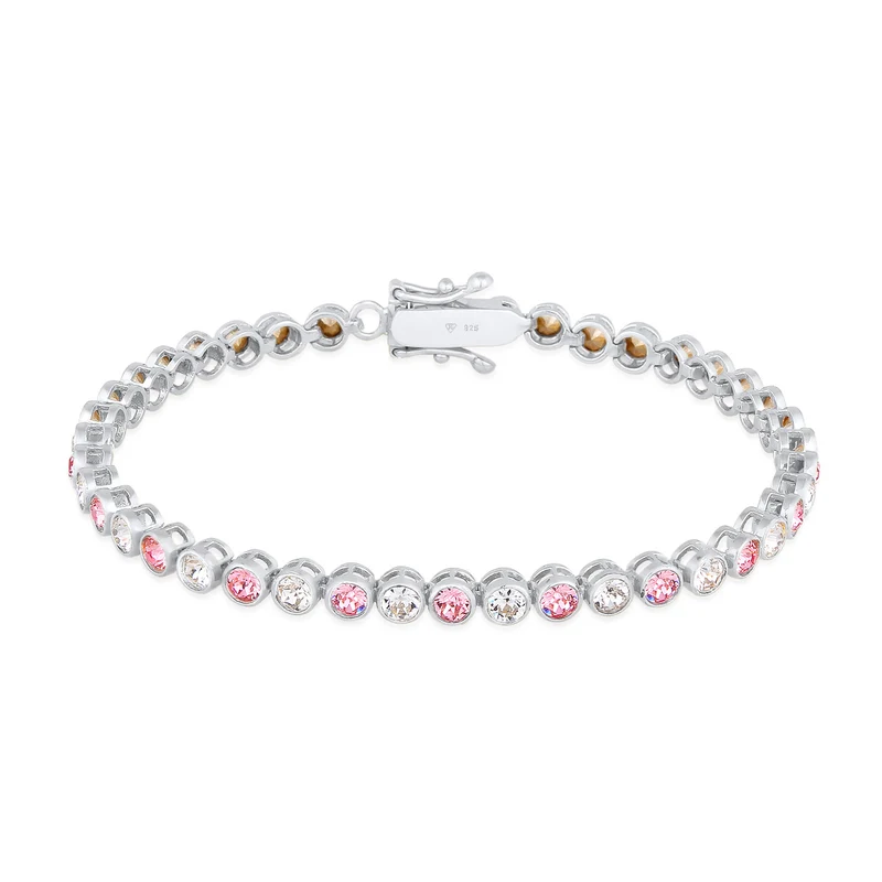Tennisarmband | Kristalle (Weiß & Rosa)