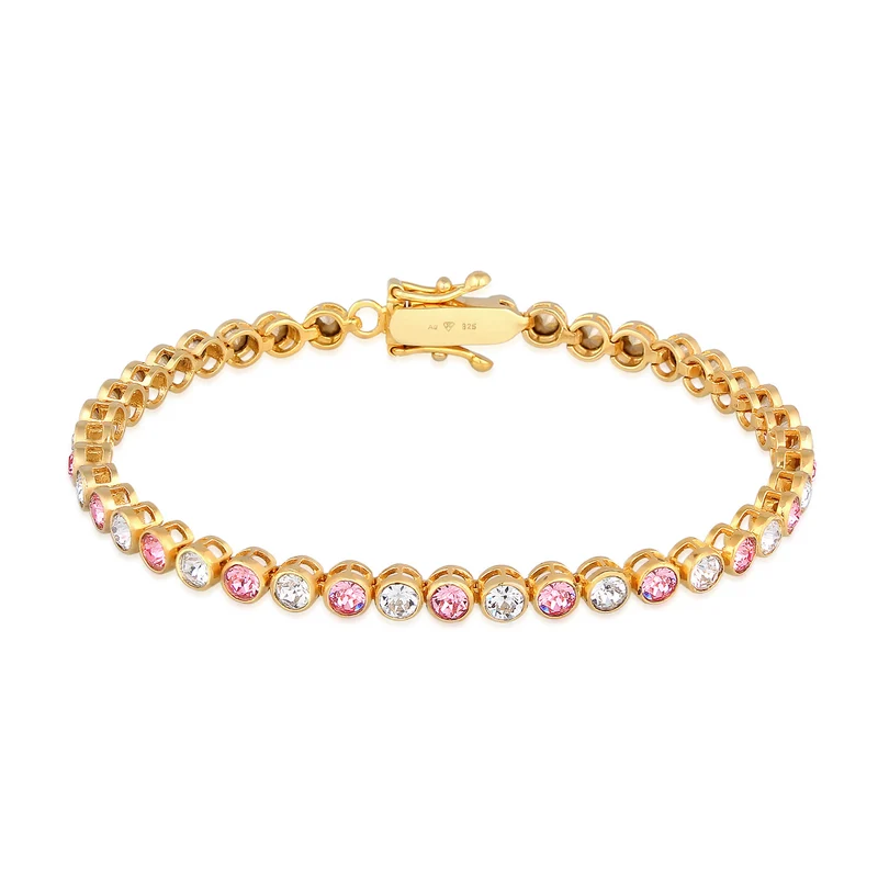 Tennisarmband | Kristalle (Weiß & Rosa)