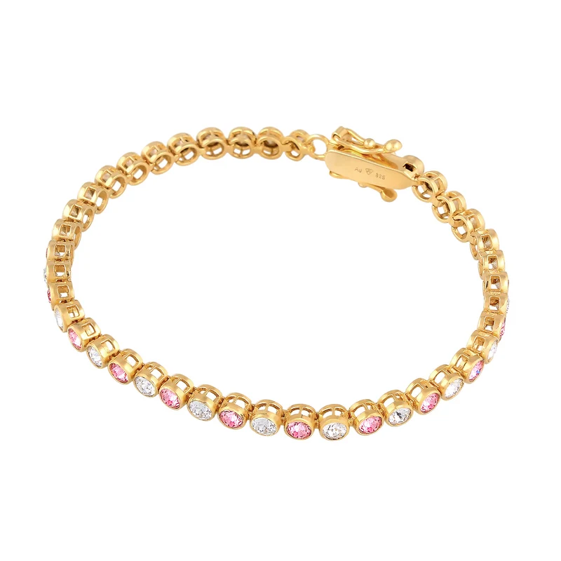 Tennisarmband | Kristalle (Weiß & Rosa)