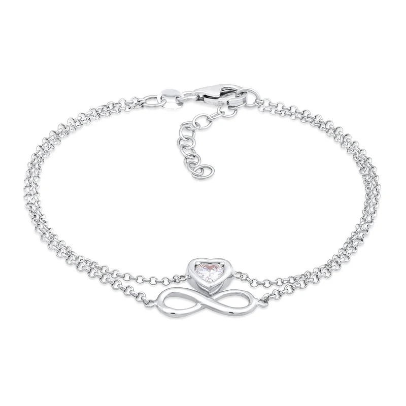 Layer-Armband Infinity Herz | Zirkonia (Weiß)