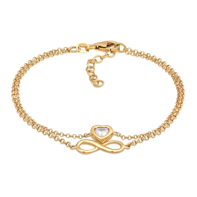 Layer-Armband Infinity Herz | Zirkonia (Weiß)