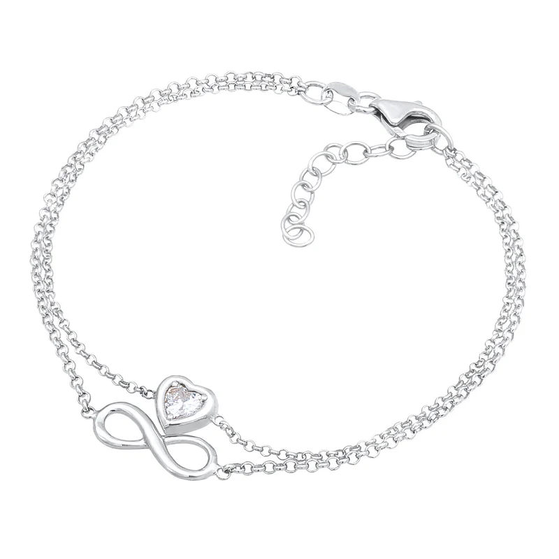 Layer-Armband Infinity Herz | Zirkonia (Weiß)