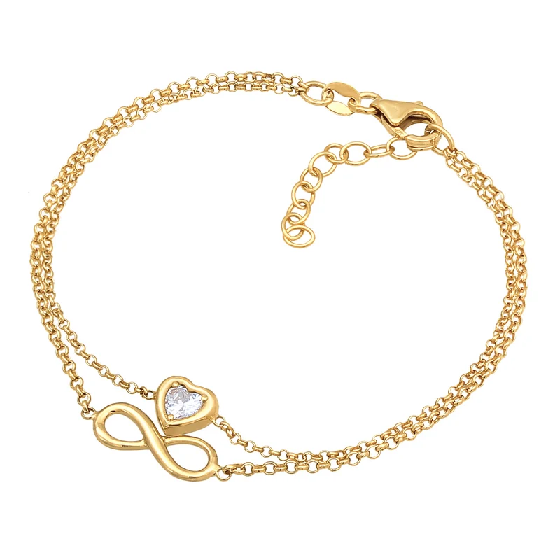 Layer-Armband Infinity Herz | Zirkonia (Weiß)