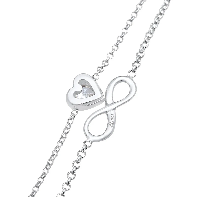 Layer-Armband Infinity Herz | Zirkonia (Weiß)