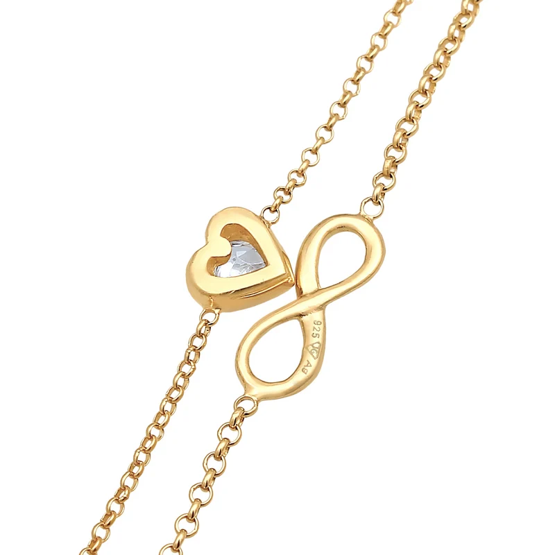 Layer-Armband Infinity Herz | Zirkonia (Weiß)