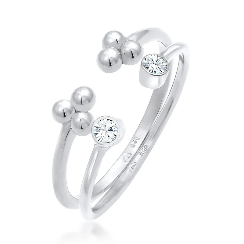 Ring-Set Kugel Offen | Mit Kristallen von Swarovski® (Weiß)
