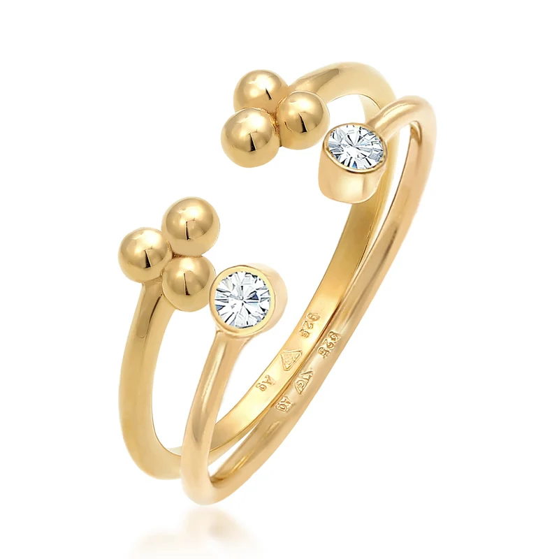 Ring-Set Kugel Offen | Mit Kristallen von Swarovski® (Weiß)