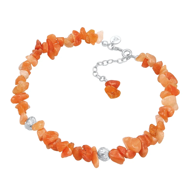 Fußkettchen Beads | Aventurin Steine (Orange)