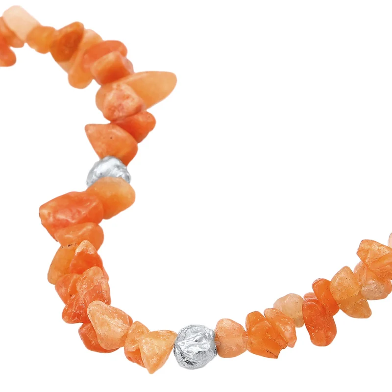 Fußkettchen Beads | Aventurin Steine (Orange)