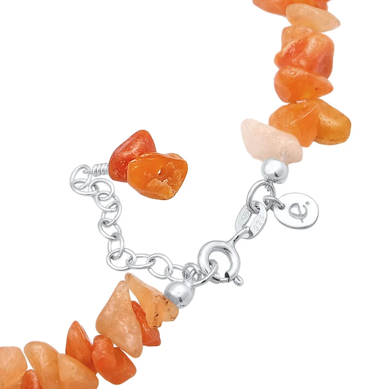 Fußkettchen Beads | Aventurin Steine (Orange)