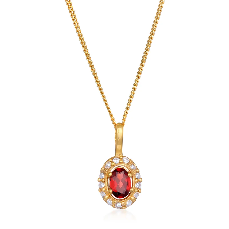 Halskette Oval | Topas (Rot)