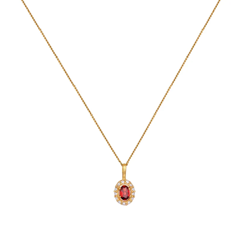 Halskette Oval | Topas (Rot)