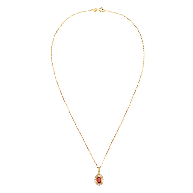 Halskette Oval | Topas (Rot)