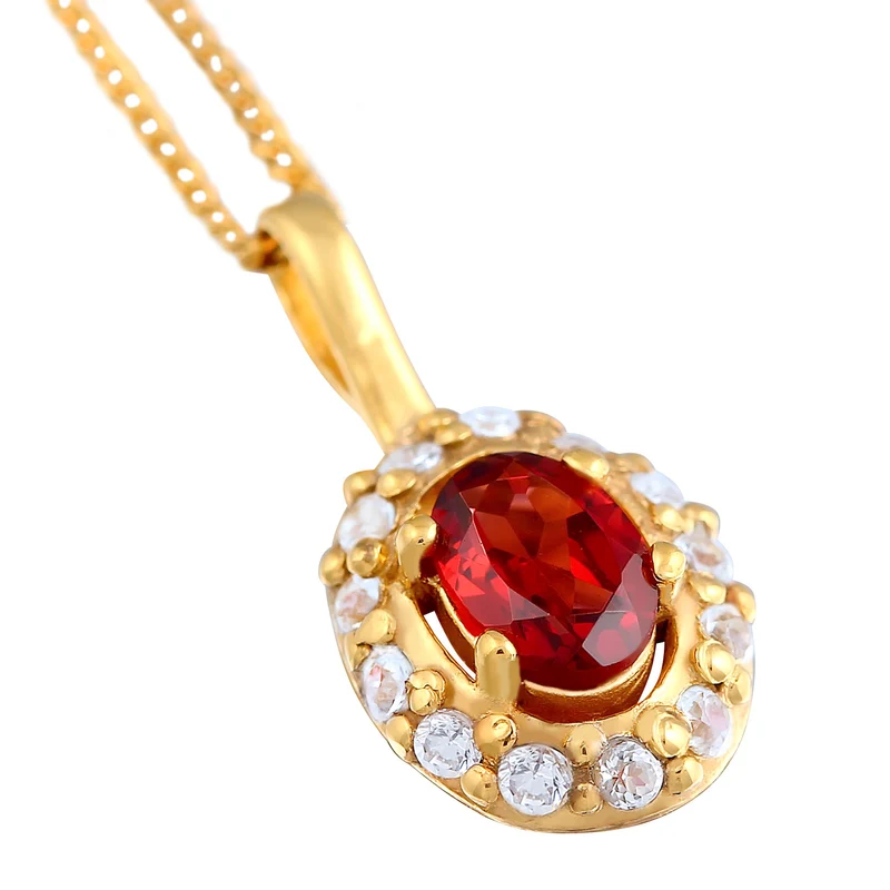 Halskette Oval | Topas (Rot)