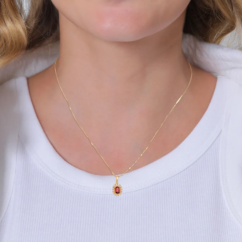 Halskette Oval | Topas (Rot)