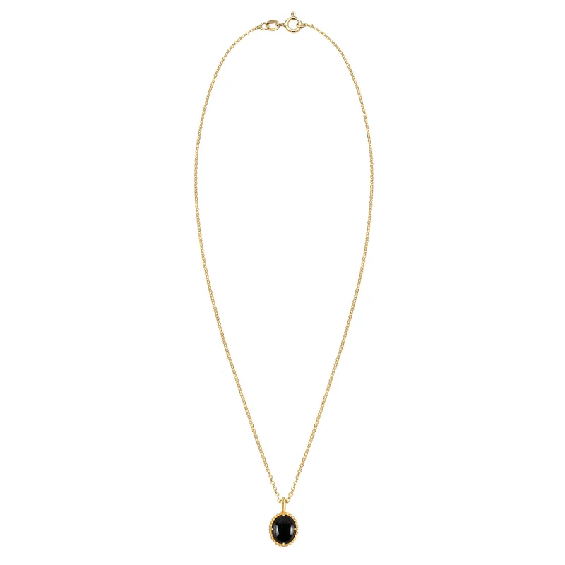 Halskette Anhänger Oval | Onyx (Schwarz)