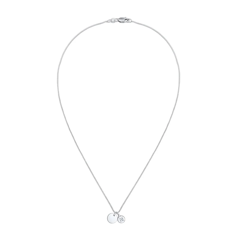 Plättchen Diamant Solitär Rund 925 Silber