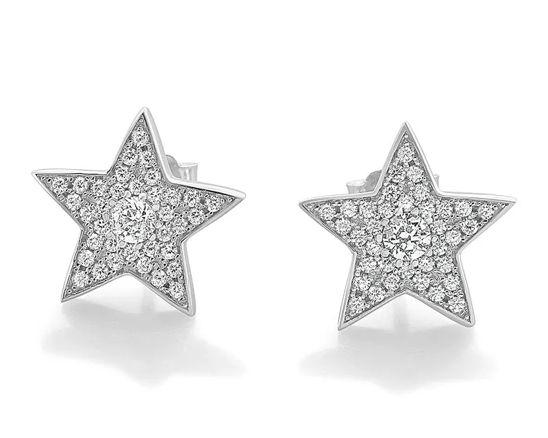 OHRSCHMUCK STERN MIT ZIRKONIA, OHRSTECKER SILBER