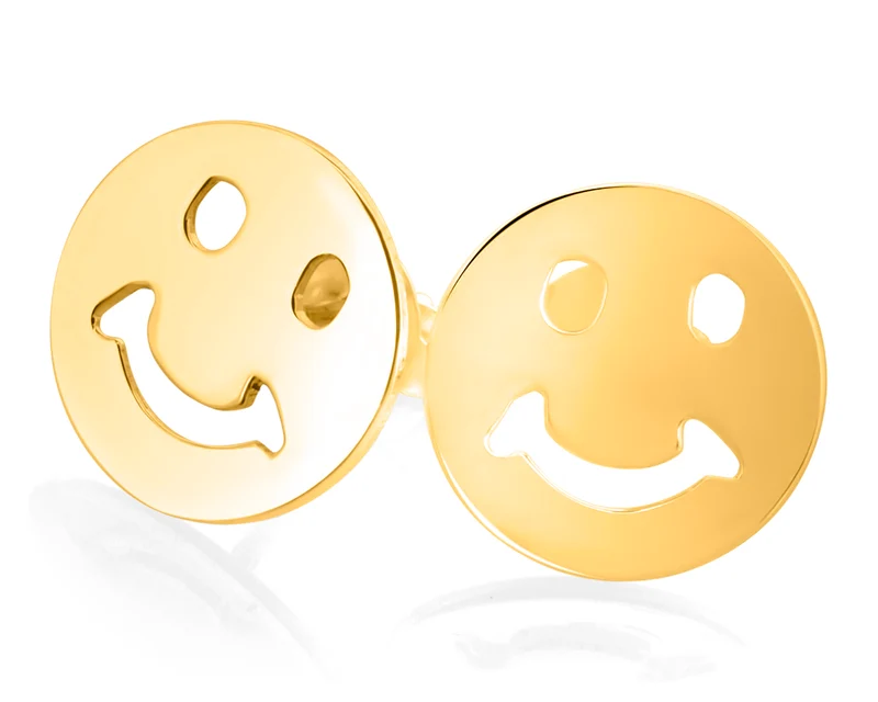 OHRSTECKER SMILEY SILBER VERGOLDET, GOLDFARBEN