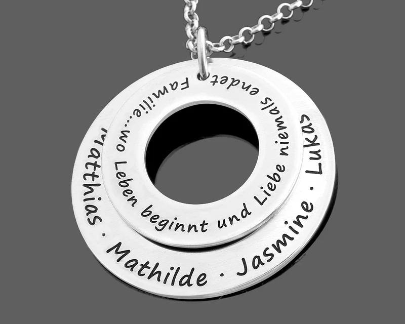 FAMILIENKETTE MIT NAMEN, SILBERSCHMUCK ONLINE, GESCHENK FÜR MAMA