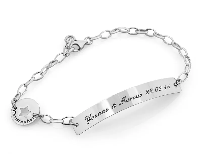 SILBERSCHMUCK DAMEN ID ARMBAND MIT GRAVUR GESCHENK HOCHZEIT SCHMUCK 925 SILBER