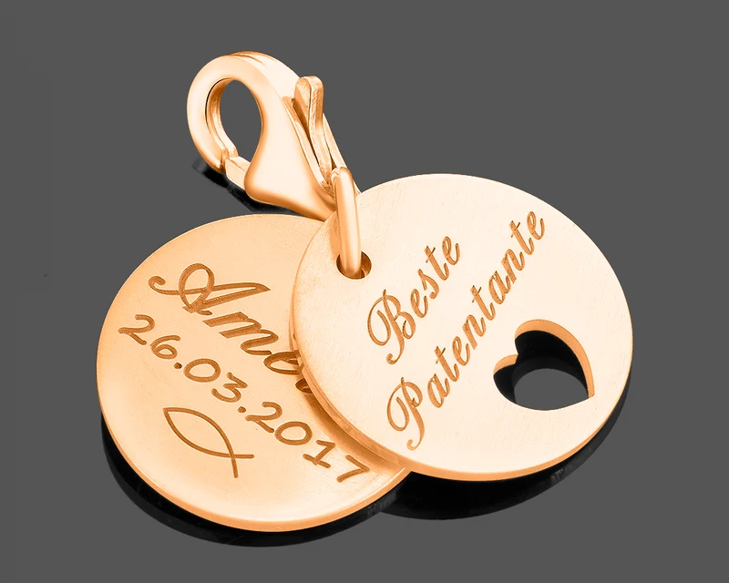 ANHÄNGER CHARM GRAVUR SCHMUCK GESCHENK PATENTANTE TAUFE MÄDCHEN