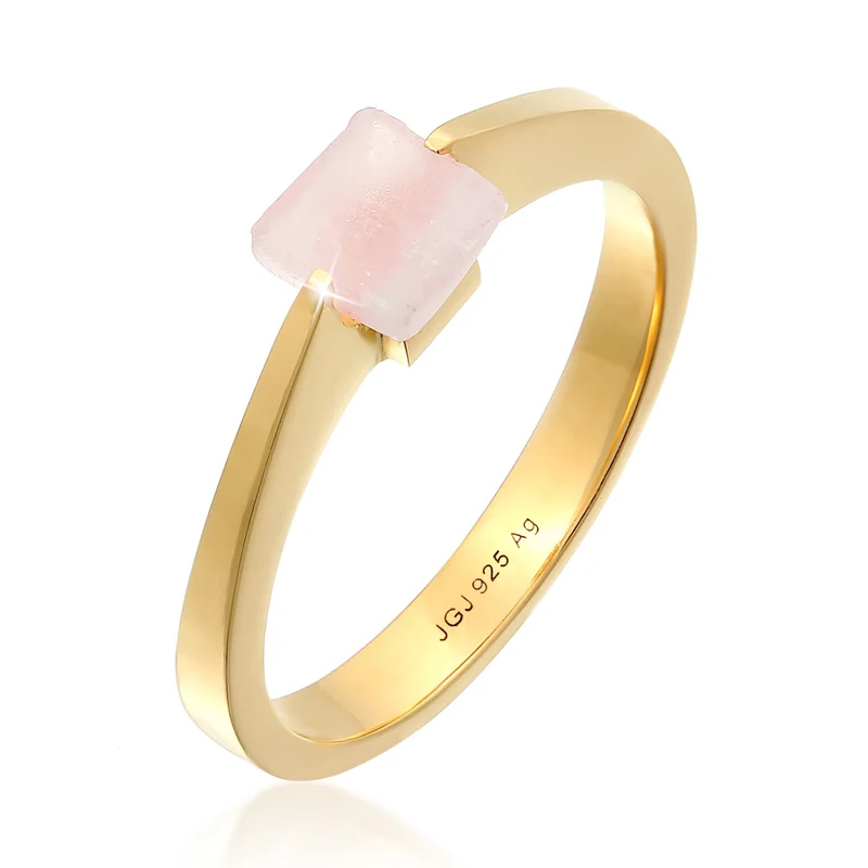 Solitär-Ring Viereck | Quarz (Rosa)