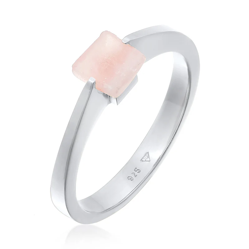 Solitär-Ring Viereck | Quarz (Rosa)