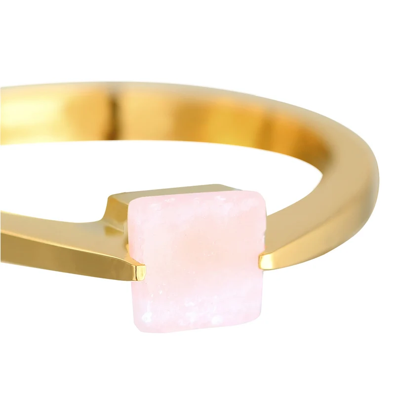 Solitär-Ring Viereck | Quarz (Rosa)