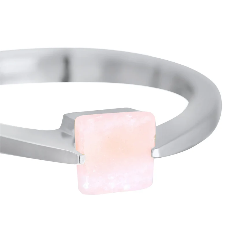 Solitär-Ring Viereck | Quarz (Rosa)