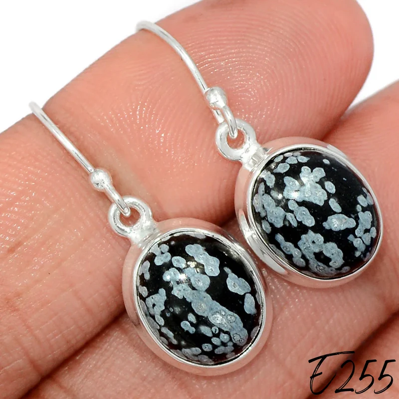 Schneeflocken-Obsidian-Ohrringe E255