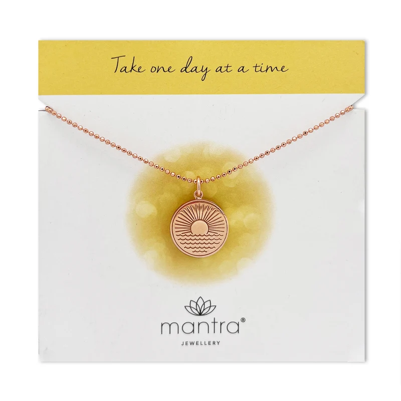 One Day at a Time Disc Necklace in Rose Gold