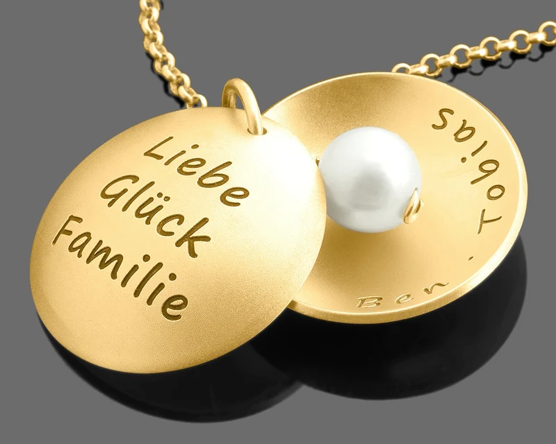 NAMENSKETTE DAMEN GOLD SCHMUCK MIT GRAVUR MEDAILLON HALSKETTE MUTTER & OMA