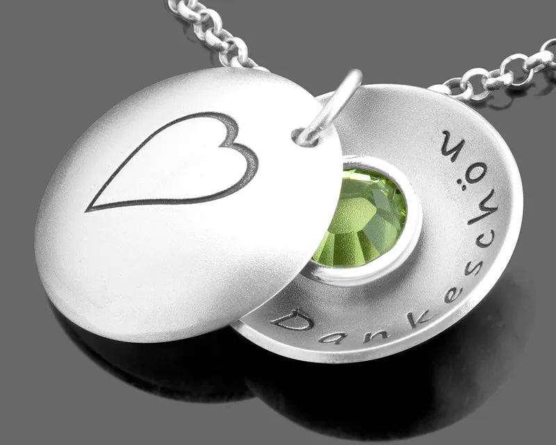 MEDAILLON HALSKETTE 925 SILBER MIT NAMEN KETTE DANKESCHÖN SCHMUCK GESCHENK