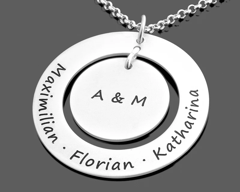 FAMILIENKETTE NAMEN DAMEN HALSKETTE KINDER NAMEN SILBERSCHMUCK MIT GRAVUR