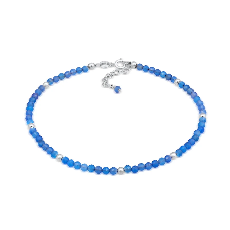 Fußkettchen Kugeln | Achat (Blau)