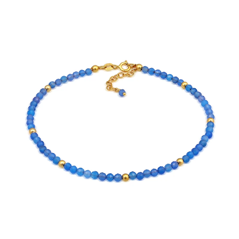 Fußkettchen Kugeln | Achat (Blau)
