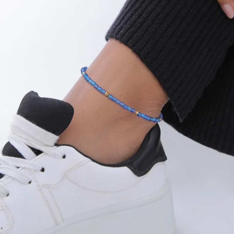 Fußkettchen Kugeln | Achat (Blau)