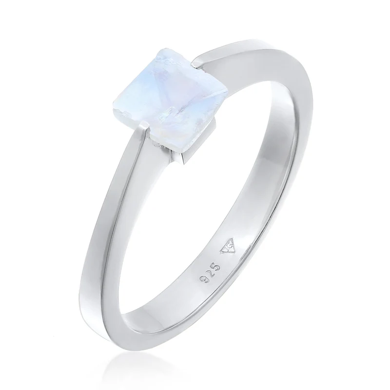 Solitär-Ring Viereck | Mondstein