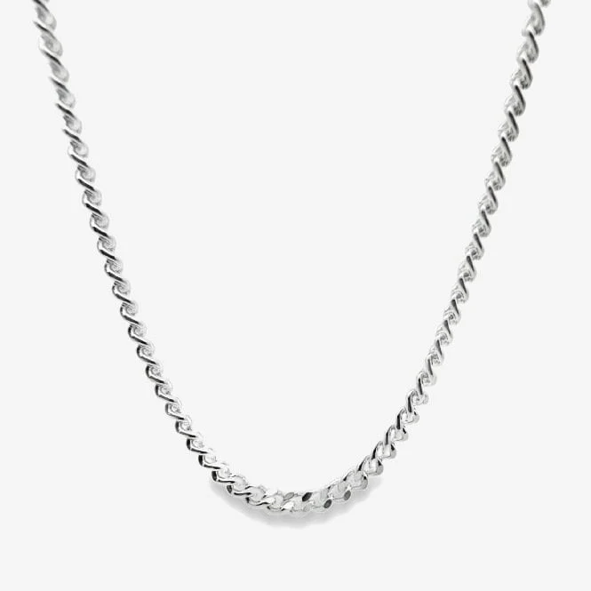 Silver Curb Chain Necklace, 50cm